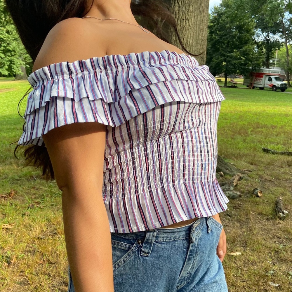Striped Red White And Blue Crop Top